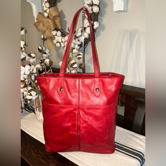 Frye Handbags - Frye Melissa Leather Simple Tote Shoulder Bag Red  MSRP $348